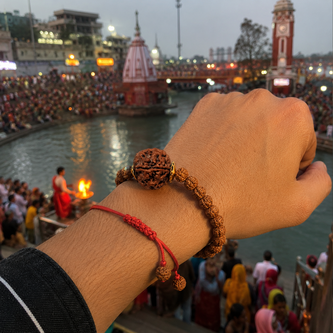 5 mukhi with kantha bracelet image 3