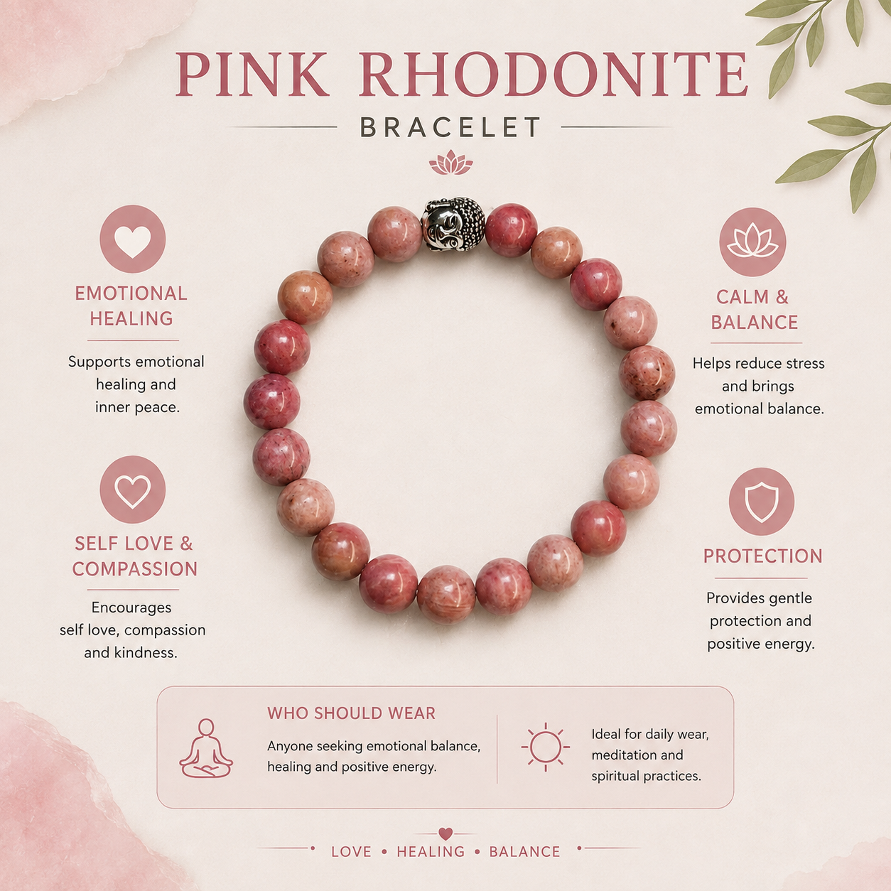 Pink Rhodonite Bracelet image 4