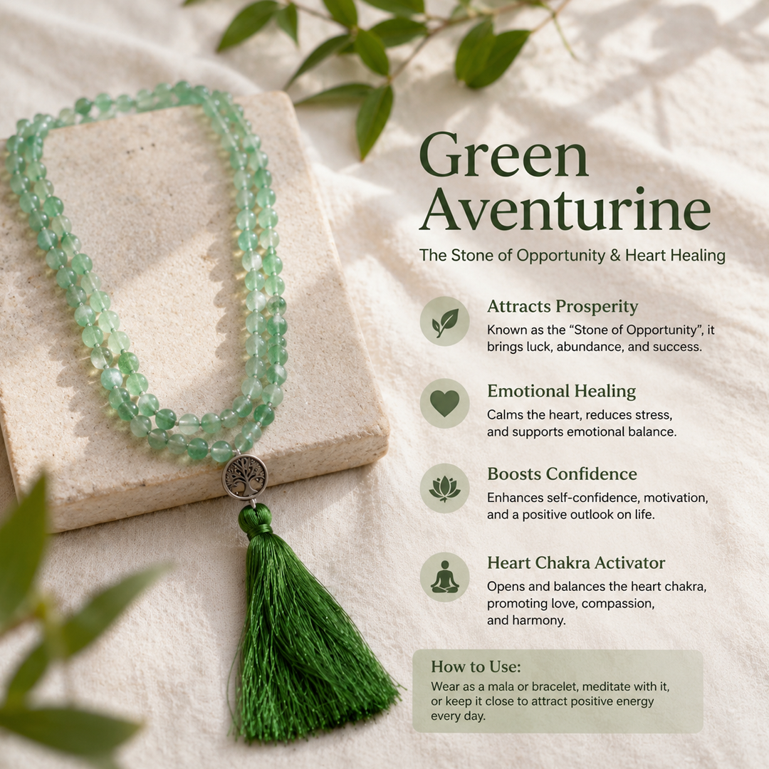 Green Aveturin With Cutting 108 Bead image 4