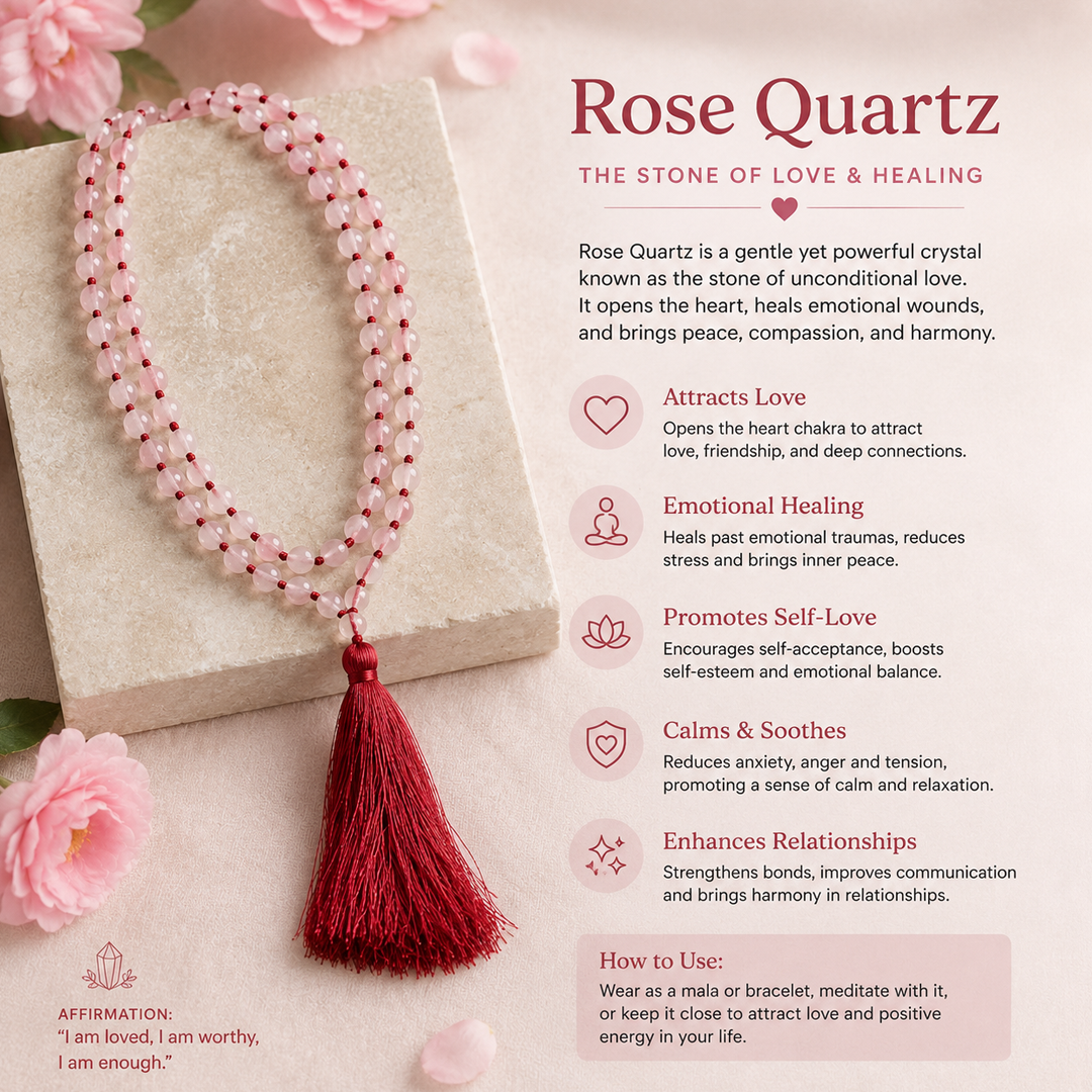 Rose Quartz With Cutting 108 Bead image 4