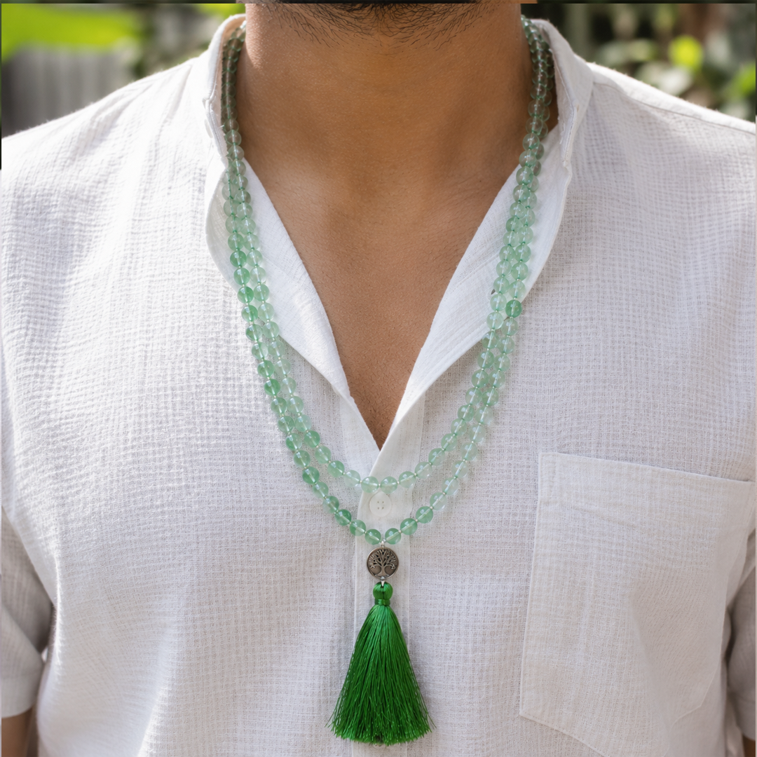 Green Aveturin With Cutting 108 Bead image 2